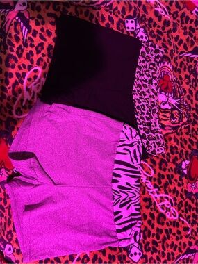 Black and Gray Zebra-Trim Waistband Shorts